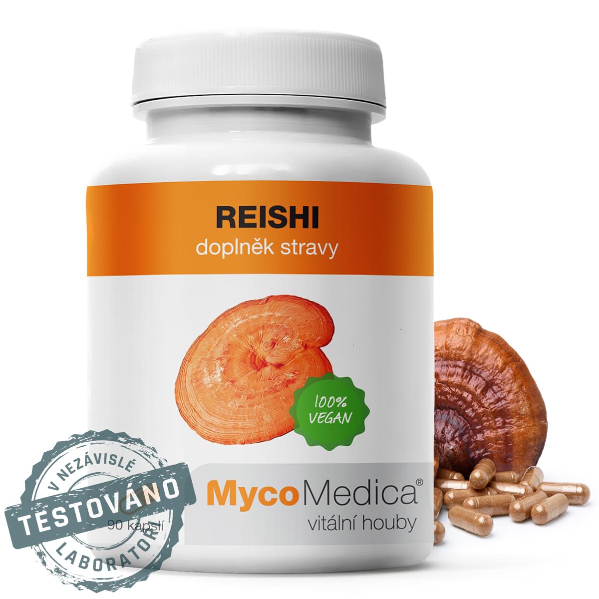 MycoMedica Reishi Extrakt, 500 mg, 90 rostlinných kapslí